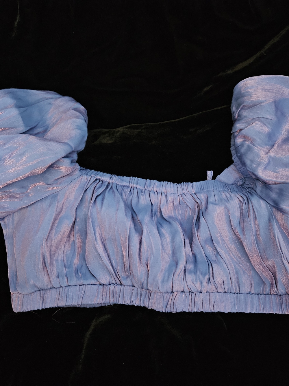 Miss Selfie Iridescent Lavender Tie-Front Crop Top - Picture 2 of 8